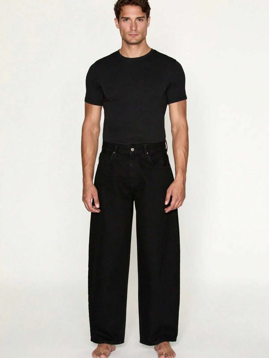 Men's NESHIE Men's Balloon Fit Black Jeans - Black - View 1
