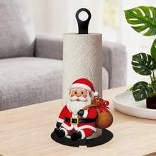 Tempat Tisu Dapur Bentuk Tas Kado Santa Claus, Desain Kartun Santa Claus Membawa Tas Kado, Dapat Menampung Gulungan Tisu Dapur, Alas Stabil, Dapat Diletakkan di Atas Meja Dapur, Menyimpan Tisu Dapur Sambil Menambah Suasana Liburan Natal - MultiWarna - View 2