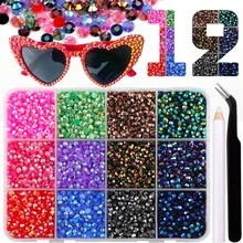 12 Grids Multi Color Flat Back Resin Rhinestones Kit With Tweezers Pencil For Nail Art Fashion Glasses DIY Crafts Decoration - Multicolor - View 13