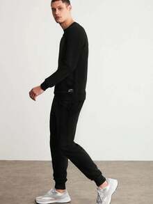Men's Solid Color Casual Versatile Daily Wear Sweatpants - Black - View 6