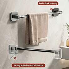 Rak Handuk Kamar Mandi Gantung Dinding Tanpa Pengeboran, Rak Penyimpanan Satu Batang, Tempat Handuk, Organizer Toilet dan Kamar Mandi - Gunmetal 1 buah - View 9