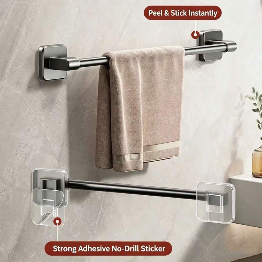 1PC Towel Rack Bathroom No-Drill Wall-Mounted Storage Shelf Bathroom Towel Single Bar Toilet Washroom Storage Rack, Bathroom Accessories Wall-Mounted Towel Rack, Toilet Wall-Mounted Storage Shelf, Bathroom Towel Single Bar Toilet Storage Rack, Slippers Storage Rack, Wall-Mounted Storage Shelf, Suitable For Home Decor, Bathroom Decor, Kitchen Accessories, Easy To Install And Does Not Damage Walls, Back To School Supplies, Learning Supplies - Gunmetal Gray 1PCS - View 1