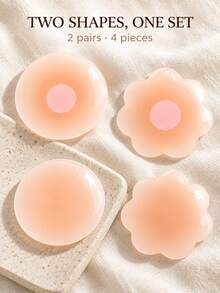2pcs Reusable Silicone Nipple Covers, Seamless Invisible Self-Adhesive Nipple Pads - Women's Lingerie And Accessories - A - View 3