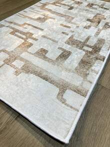 Pinkie Home - 1pc Scandinavian Style Modern, Minimalist, Geometric Pattern, Distressed Look Area Rug/Carpet/Bath Mat, Suitable For Bathroom, Kitchen, Entryway, Hallway, Bedside, Living Room, Bedroom, Machine Washable Rug, Home Decor - Mocha Brown - View 4