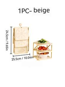 1 buah Rak Penyimpanan Dapur Hitam & Putih, Dapat Dilipat, Desain Berlapis-lapis, Cocok untuk Panci, Wajan, dan Piring, Dapat Digunakan sebagai Rak Display Multifungsi untuk Penyimpanan di Meja - MultiWarna - View 2