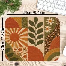 1pc Retro Botanical Quilt Mouse Pad, 1970s Floral Desk Mat, Polyester Fiber Surface, Non-Slip Rubber Base, Home Office Writing Mat, 4 Sizes Available - View 10