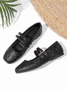 Sepatu Balet Wanita Mary Jane Hitam Gaya Cina - Hitam - View 5
