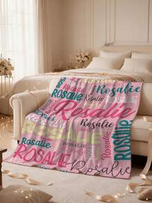 1pc Customized Blanket, Colorful Name Personalized Plush Blanket, Super Soft And Comfortable, Customizable Name Holiday Blanket Gift For Family And Wife, Customized Birthday Gift For Family, Customizable Commemorative Blanket Gift, Memory Collection - Multicolor - View 2