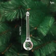 1/6/12/24pcs Christmas Transparent Glass Water Drop Hanging Decor, Raindrop Crystal Pendant Ornament, Chandelier Pendant, Christmas Tree Winter Party Home Decoration - Multicolor - View 12