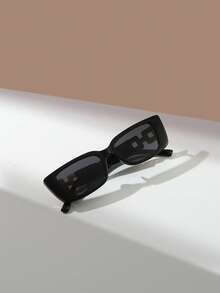 1pc Plastic Frame Geometric Fashion Glasses, Outdoor Travel Personalized Photo Prop Fashion Glasses - black gray - View 4