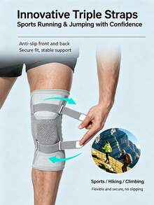 1 Set Adjustable Compression Knee Support, Unisex, Patella Joint Protection, Suitable For Running, Cycling, Fitness, Outdoor Hiking, Gym Training And Daily Wear Knee Injury Support - Multicolor - View 3