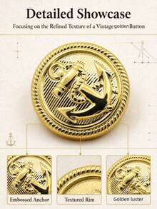 20/10/2pcs Gold Crown Buttons, 15mm British Style Buttons For Suit Jacket, Blazer, Denim Jeans, Trench Coat, Hand-Sewn Buttons - A - View 6