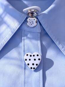 1pc/2pcs Elegant Polka Dot Heart Button Cover, Shirt Button Cover Clip-On Button Cover Fashion Crystal Cufflink Cover - White - View 1