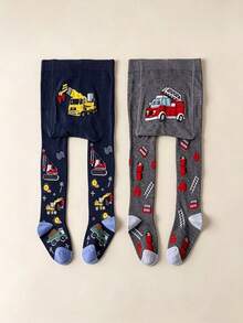 2pcs Baby & Toddler Tights, Cute Cartoon Pattern Tights, Suitable For All-Season Daily Wear - Multicolor - View 6
