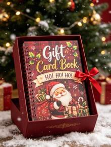 1set Christmas Gift Card Book, Bound Xmas Gift Card Holder Book With Festive Insert Cards, Santa Christmas Tree Design Gift Card (Gift Box Packaging) - Multicolor - View 2