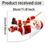 1pc Santa Claus Climbing Bell And Bow Rope Window Sticker, Double-Sided Visible PVC Electrostatic Adsorption Window Sticker, Suitable For Living Room, Bedroom, Kitchen, Dining Room, And Shop Decoration. - Multicolor - View 11