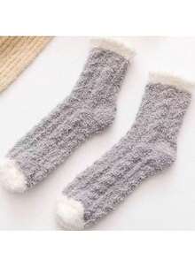 1/5/8/16/20 Pairs Comfortable Warm Coral Color Terry Socks, Unisex, Suitable For Sleep And Home Wear, Can Be Paired With Long Socks, Suitable For Autumn/Winter, Perfect Christmas Gift For Women - Multicolor - View 8