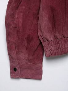 Seelio Autumn/Winter New Women's European And American Style Fashion Minimalist Commuter Versatile Stand Collar Flight Jacket - Burgundy - View 6
