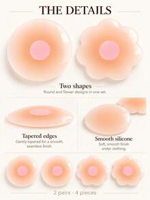 2pcs Reusable Silicone Nipple Covers, Seamless Invisible Self-Adhesive Nipple Pads - Women's Lingerie And Accessories - A - View 6