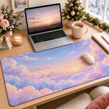1pc Pastel Sunset Cloud Large Desk Mat, Non Slip Extended Gaming Mouse Pad, Aesthetic Sky Desktop Decor - View 2