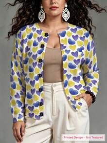 ASHKATIA Women's Plus-Size Vintage Cardigan Sweater, Filled With Love,Fall Winter Knit For Social Occasions - Multicolor - View 5