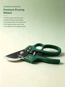 1pc 8-Inch Curved Pruning Shears, SK5 Steel Blade, Green ABS Handle, Heavy Duty Bypass Garden Pruning Tool With Spring Lock, Branch Cutter For Hedge And Shrub Trimming (Free Cardboard Packaging) - A - View 11