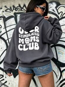 New Women's Fashion Autumn/Winter Hooded Sweatshirt, Leopard Print, Soft & Comfortable, Fleece Fabric Casual Fall - Dark Grey - View 4