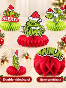 9pcs Christmas Honeycomb Centerpiece Decor, 9 Unique Character Designs, 3D Paper Honeycomb Tabletop Ornaments And Standing Decorations, Suitable For Dining Table, Christmas Party, Home Tabletop Decor, Holiday Celebration And Holiday Table Centerpiece - Multi-color - View 5