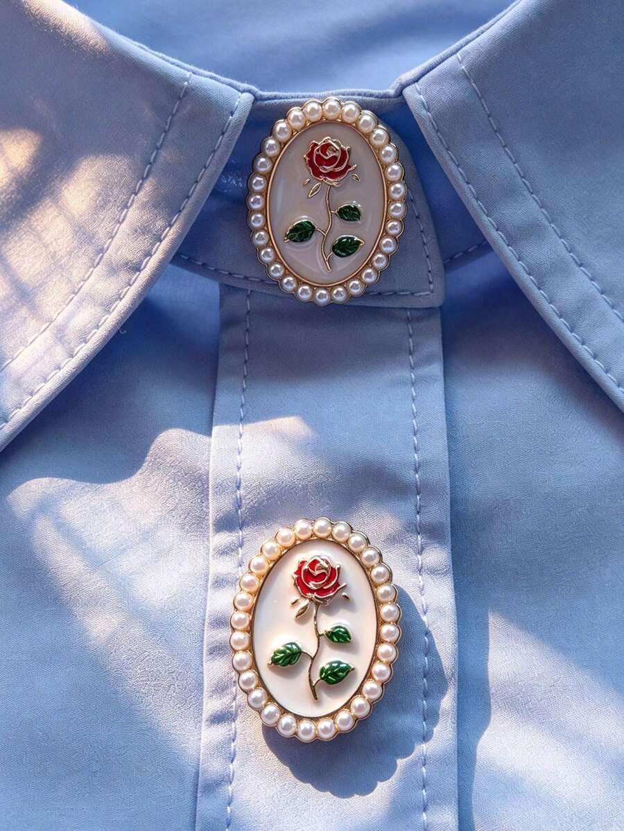 1pc/2pcs Elegant Geometric Button Cover, Shirt Button Cover Clip-On Button Cover Fashion Crystal Cufflink Cover - Multicolor - View 1