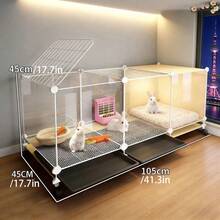 1pc Indoor Large Rabbit Cage With Built-In Pull-Out Tray Toilet Pet Bunny House Villa With Universal Rolling Wheels Four Seasons Habitat For Guinea Pig Chinchilla Small Animals Easy To Clean Sturdy Spacious Pet Home - multicolor - View 3