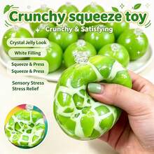 1pc ASMR Crispy Green Squishy Toy, Crispy Leather Squeezing Ball, Creaking Sound Sensory Fidget Toy, Portable Anti-Stress Decompression Toy For Office Home - Multicolor - View 2