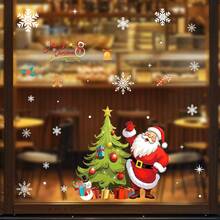 BRUP 1PC Cartoon Santa Claus Window Sticker, Double-Sided Printed, Christmas Decor For Kids Room, Gift Sack Candy Cane Gingerbread Man Glass Holiday Decal - Multicolor - View 8
