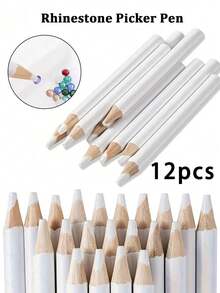 1/3/5/8/12/16/20pcs Rhinestone Wax Pencil, Rhinestone Pickup Pen Set, Crystal Gemstone Pickup Tool, DIY Jewelry Stud Pickup Pen, For Picking Up And Pasting Rhinestones, Gemstones, Studs And Other Nail Art Decorations (White) - A - View 10