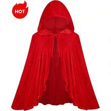 1 Set Red Hooded Cape With Black Lace Trim, Little Red Riding Hood Cape, Suitable For Halloween Cosplay, Gothic Costume, Carnival, Masquerade, Christmas Party And Stage Performance, 60CM, 80CM, 100CM - Multicolor - View 23