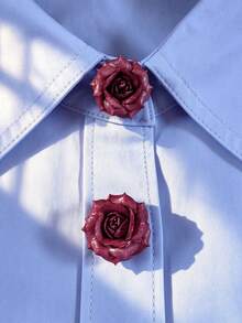 1pc/2pcs Elegant Rose Button Cover, Shirt Button Cover Clip-On Button Cover Fashion Crystal Cufflink Cover - Flowers - View 1