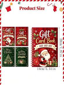 1set Christmas Gift Card Book, Bound Xmas Gift Card Holder Book With Festive Insert Cards, Santa Christmas Tree Design Gift Card (Gift Box Packaging) - Multicolor - View 5
