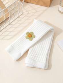 5/3/1pcs Cute Floral Decor 9/10 Length Tights, Children's Ribbed Elastic Leggings, Suitable For Girls' Daily Wear - Multicolor - View 5