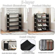 4-7 Tier Dust-Proof Black Shoe Rack, Multi-Functional Storage Organizer, Space-Saving Shoe Rack Suitable For Entryway, Dorm, Living Room, Bathroom, Kitchen - Multicolor - View 12