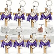 8pcs 2D Flat Acrylic Cross And Dove Keychains, Transparent Texture. Suitable As Backpack, Key Pendant, Unisex. Perfect For Religious Gatherings, Weddings, Baptisms, Etc. A Blessing Gift For Believers, Suitable For Personal Use Or Gifting To Friends And Family. - Peace Dove Set - View 11