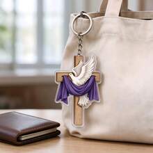 8pcs 2D Flat Acrylic Cross And Dove Keychains, Transparent Texture. Suitable As Backpack, Key Pendant, Unisex. Perfect For Religious Gatherings, Weddings, Baptisms, Etc. A Blessing Gift For Believers, Suitable For Personal Use Or Gifting To Friends And Family. - Peace Dove Set - View 4