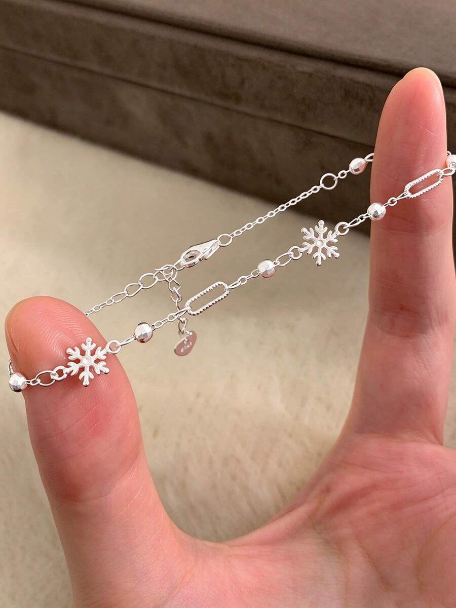 Winter Early Snow Snowflake Bracelet, Light Luxury, Niche, Exquisite Christmas Accessories, Layered Jewelry - Snowflake - View 1