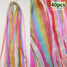 40/20/10pcs Sheer Chiffon Ribbon, Random Color Transparent Fabric Ribbon. Soft Lightweight Organza Ribbon For Gift Packaging, Wedding Bouquets, Party Garlands, Handmade Crafts, DIY Decoration, Floral Wrapping And Ornament Making - Multicolor - View 1