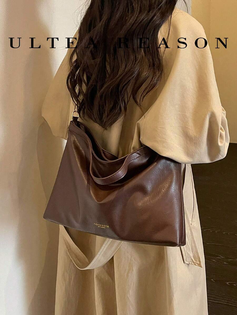1 buah Tas Wanita Kulit PU Warna Polos Baru, Tas Bahu, Tas Selempang, Tas Tangan Persegi Modis, Tali Bahu yang Dapat Diatur, Gaya Baru Musim Gugur/Dingin, Cocok untuk Bepergian, Berbelanja, Kencan