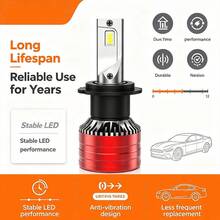 Heyword Upgraded LED Car Light Bulbs, Compatible With H1, H7, H11, 9005, 9006, 9004, 9007, H4, H13, 880, 55000LM, 6000K Cool White Light, High Power CSP Chip, 1:1 Precise Light Pattern, 800% Brightness, Easy Installation - White - View 3
