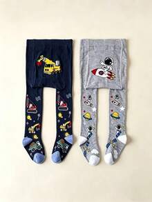 2pcs Baby & Toddler Tights, Cute Cartoon Pattern Tights, Suitable For All-Season Daily Wear - Multicolor - View 7