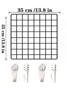 Black Metal Grid Photo Display Board, Minimalist Wire Grid Wall Decor Panel, Modern Picture Collage Board For Bedroom Living Room Office Aesthetic Decoration - Multicolor - View 8