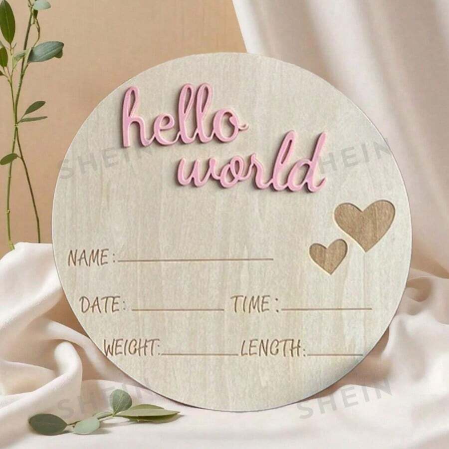1-Piece Wooden Growth And Pregnancy Milestone Marker - Perfect For Room Decor And Photography, Includes Birth Date And Weight Tracking, - 1PC - View 1