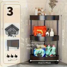 1 buah Rak Penyimpanan Sudut Gaya Modern 3/4/5 Tingkat, Desain Lipat, Perakitan Sederhana, Pengorganisasi Sudut Hemat Ruang, Cocok untuk Kamar Mandi, Dapur, Kamar Tidur, Dapat Menyimpan Kosmetik, Perlengkapan Mandi, dan Barang-Barang Kecil, Keranjang Penyimpanan Multifungsi - MultiWarna - View 14