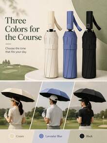 Unisex Automatic Umbrella, 24 Reinforced Ribs, Foldable, Portable, Durable UV Protection, Dual-Use For Sun And Rain (Can Customize Umbrella Fabric, Rib Color, English Letter Pattern Design, Button Shape And Color) - Multicolor - View 3