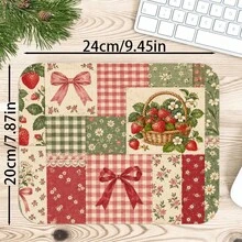 1pc French Romance Patchwork Mouse Pad, Gingham Floral Desk Mat, Polyester Fiber Surface, Non-Slip Rubber Base, Elegant Nail Art Desk Mat For Women, 4 Sizes Available - View 9